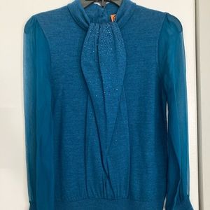 Tory Burch stunning blouse-chiffon sleevesCrystals